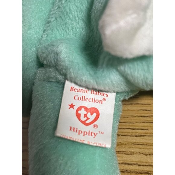 Ty Beanie Babies lot of 2 Green Hippity Tie Dye Hippie Bunny Rabbit Set VTG 96/9 - Picture 9 of 16